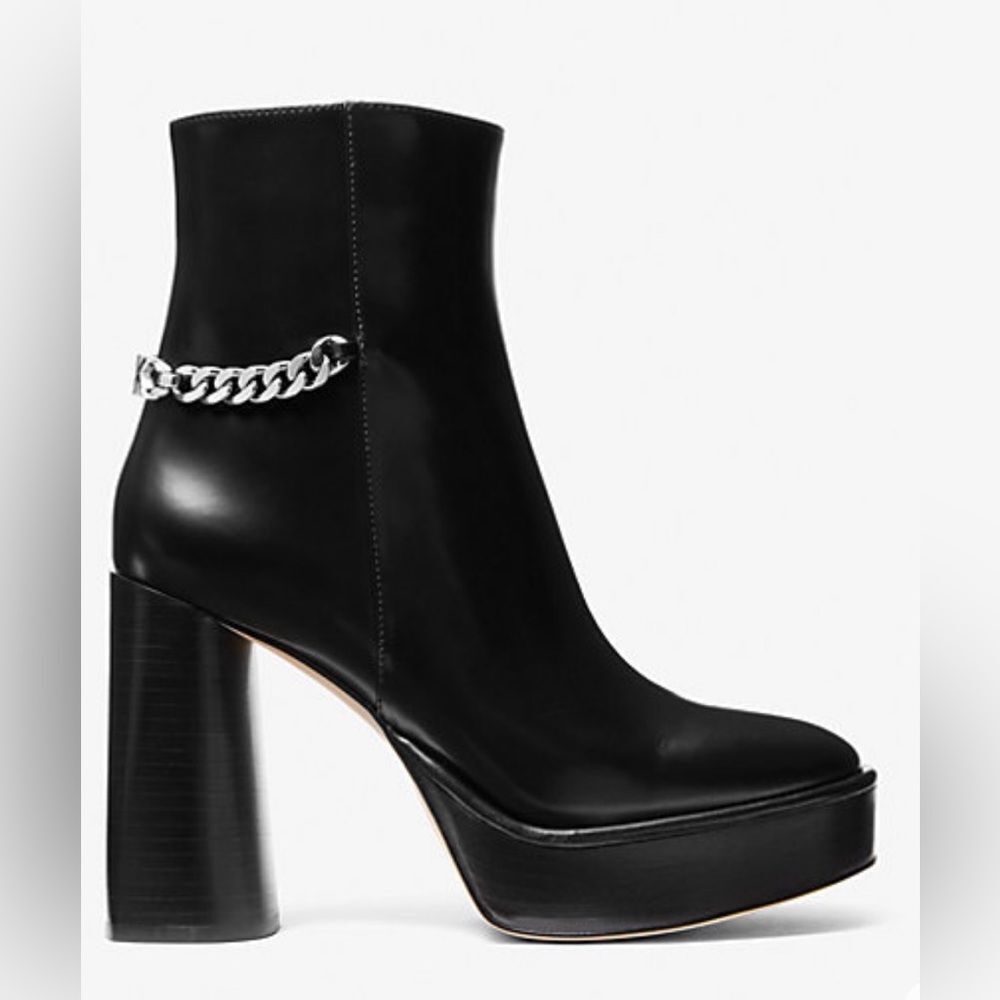 Michael Kors Carlisle Leather Platform Bootie 9 - Picture 3 of 8